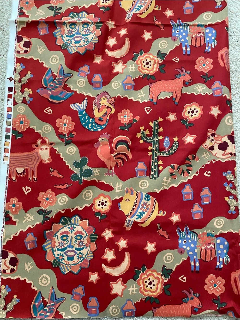 “Animalitos” Rare Vintage Screenprint Fabric by Saloomey for Bloomcraft.